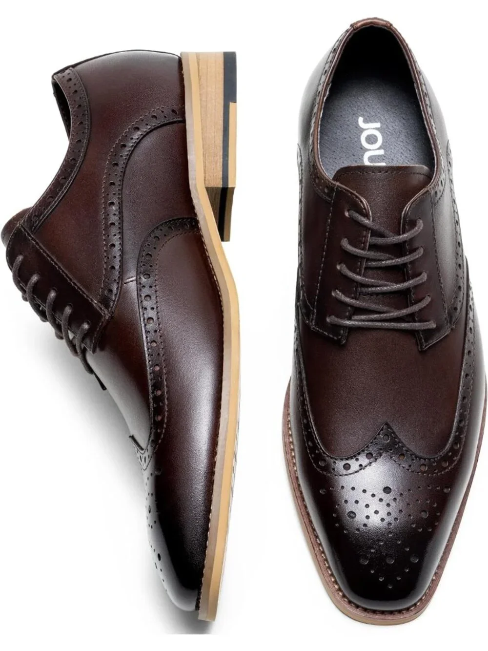 Men's Dark Brown Dunbar Wingtip Lace Up Formal Oxford Leather Brogue Dress Shoes